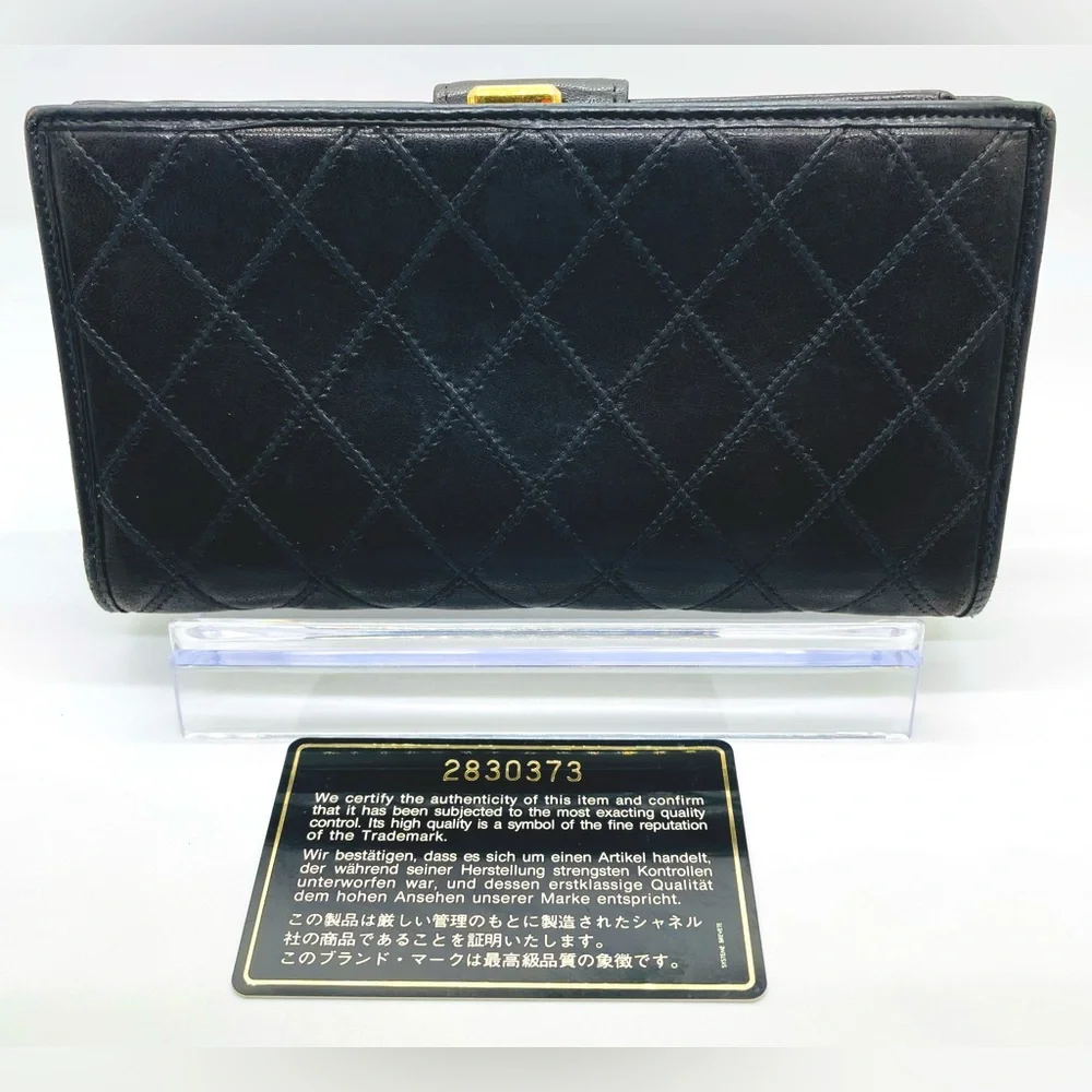 CHANEL Black Quilted Lambskin French Purse Wallet with COA! - Picture 2 of 16